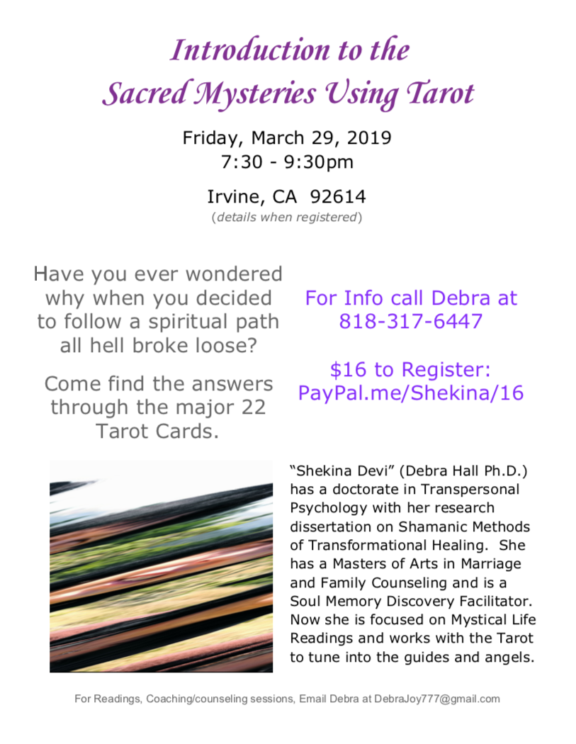 Workshop March 29th, Using Tarot